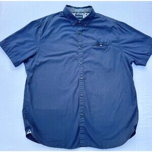 Denim & Flower Ricky Singh Men’s XL Slim Fit Button Up Shirt Blue Short Sleeve C